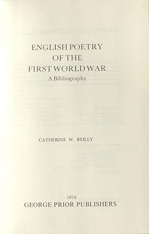English Poetry of the First World War A Bibliography