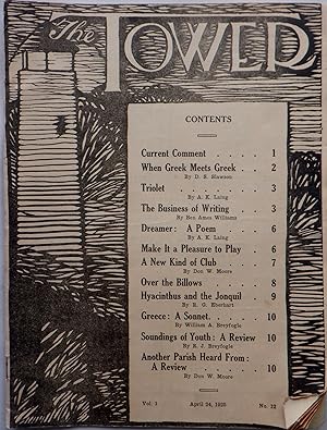 Immagine del venditore per The Tower. A Journal of Literature and Criticism. April 24, 1925. Vol. 1. No. 12 venduto da Mare Booksellers ABAA, IOBA