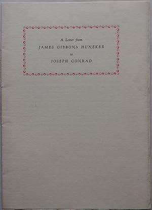 Bild des Verkufers fr A Letter from James Gibbons Huneker to Joseph Conrad zum Verkauf von Mare Booksellers ABAA, IOBA