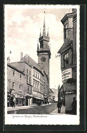 Seller image for Ansichtskarte Znaim, Lebendige Einkaufspassage mit Rathausturm for sale by Bartko-Reher