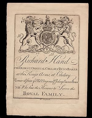 Seller image for Richard Hand The Oldest Original Chelsey Bunn Baker. NB Who has the Honour to Serve te Royal Family for sale by Daniel Crouch Rare Books Ltd