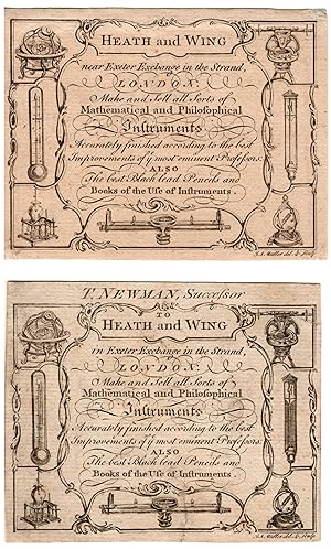 Seller image for Heath and Wing . Make and Sell all Sorts of Mathematical and Philosophical Instruments. Accurately finished according to the best Improvements of y.e most eminent Professors: Also The best Black lead Pencils and Books of the Use of Instruments. for sale by Daniel Crouch Rare Books Ltd