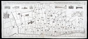 Bild des Verkufers fr An Exact Surveigh of the Streets, Lanes and Churches Comprehending within the Ruins of the City of London. First Described in Six Plats, 10 Decemr. Ao. Domi 1666, by the Order & Directions of the Right Honourable the Lord Mayor, Aldermen, & Common Councell of the Said City, Iohn Leake, Iohn Iennings, Willm. Marr, Willm.Leybourne, Thomas Street, Richard Shortgrave, Svrveyors. & Reduced into One intire Plat. zum Verkauf von Daniel Crouch Rare Books Ltd