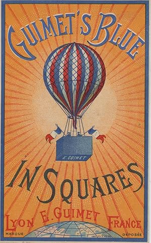 "GUIMET'S BLUE IN SQUARES / E. GUIMET Lyon" Etiquette-chromo originale (entre 1890 et 1900)