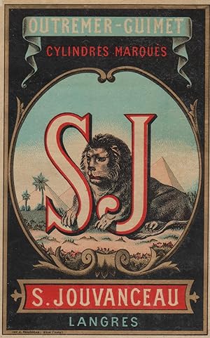"OUTREMER -GUIMET / S. JOUVANCEAU Langres" / Etiquette-chromo originale (entre 1890 et 1900)