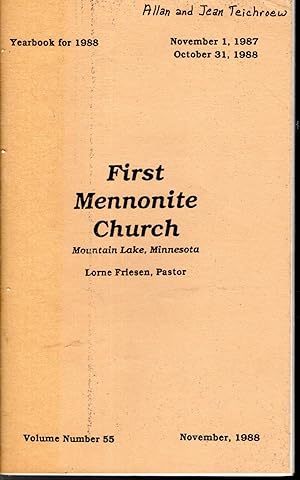 Immagine del venditore per Yearbook of the First Mennonite Church, Mountain Lake, Minnesota: Volume 55 venduto da Dorley House Books, Inc.