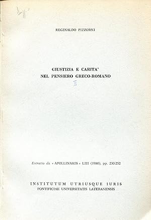 Immagine del venditore per Giustizia e carit nel pensiero greco-romano. Estratto venduto da Studio Bibliografico Viborada