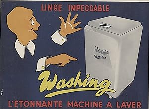 "MACHINE A LAVER WASHING" Affiche originale entoilée / Litho par D.BELLEMIN (années 50)