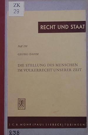 Seller image for Die Stellung des Menschen im Vlkerrecht unserer Zeit. for sale by Antiquariat Bookfarm