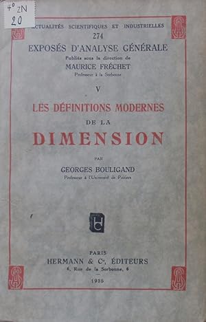 Bild des Verkufers fr Les dfinitions modernes de la dimension. zum Verkauf von Antiquariat Bookfarm