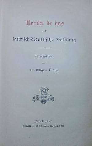 Seller image for Deutsche National-Litteratur, 19, Reinke de vos und satirisch-didaktische Dichtung. for sale by Antiquariat Bookfarm