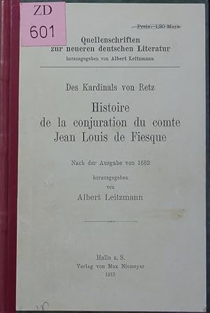 Bild des Verkufers fr Des Kardinals von Retz Histoire de la conjuration du comte Jean Louis de Fiesque. zum Verkauf von Antiquariat Bookfarm