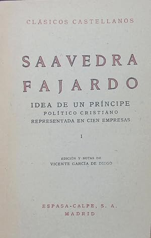 Immagine del venditore per Idea de un prncipe poltico-cristiano, 1. venduto da Antiquariat Bookfarm