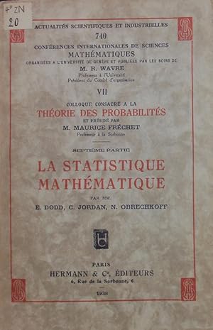 Bild des Verkufers fr La statistique mathmatique. zum Verkauf von Antiquariat Bookfarm