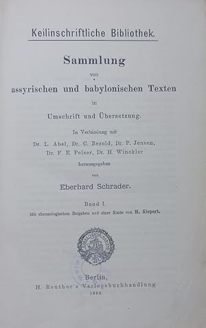 Bild des Verkufers fr Keilinschriftliche Bibliothek. 1, Historische Texte des altassyrischen Reichs. zum Verkauf von Antiquariat Bookfarm