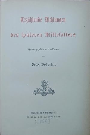 Bild des Verkufers fr Deutsche National-Litteratur, 10, Erzhlende Dichtungen des spteren Mittelalters. zum Verkauf von Antiquariat Bookfarm