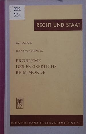 Bild des Verkufers fr Probleme des Freispruchs beim Morde. zum Verkauf von Antiquariat Bookfarm