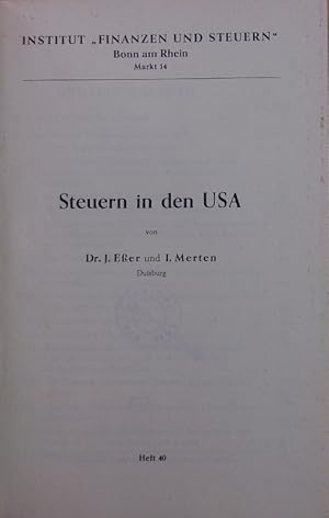 Imagen del vendedor de Steuern in den USA. a la venta por Antiquariat Bookfarm