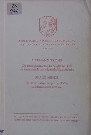 Bild des Verkufers fr Die Bestandsaufnahme der Wlder der Welt als internationale und wissenschaftliche Aufgabe. zum Verkauf von Antiquariat Bookfarm