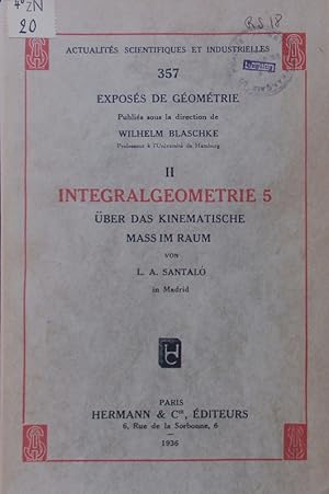 Seller image for Integralgeometrie, 5, ber das kinematische Mass im Raum. for sale by Antiquariat Bookfarm