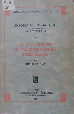 Bild des Verkufers fr Sur les groupes de transformations analytiques. zum Verkauf von Antiquariat Bookfarm