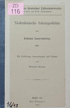 Bild des Verkufers fr Niederdeutsche Scherzgedichte. zum Verkauf von Antiquariat Bookfarm