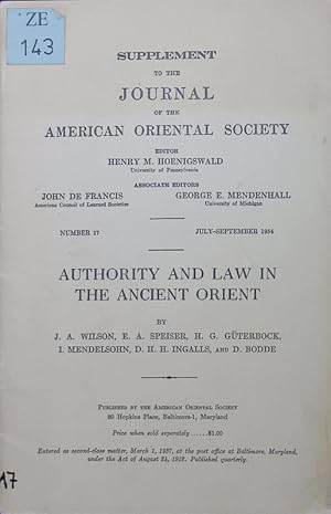 Seller image for Authority and law in the ancient Orient. for sale by Antiquariat Bookfarm