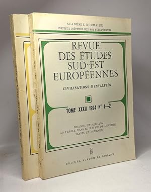 Image du vendeur pour Revue des tudes Sud-Est Europennes - Civilisations - Mentalits - TOME XXXII 1994 - 2 volumes contenant les n1/2 et 3/4 histoire et religion la France dans le Sud-Est de l'Europe slave et roumain mis en vente par crealivres