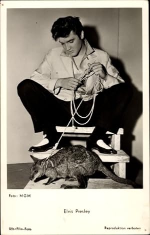 Ansichtskarte / Postkarte Schauspieler und Sänger Elvis Presley, Portrait mit Känguru