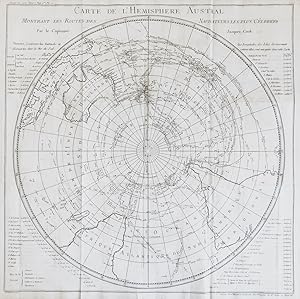 "Carte de l'Hemisphere Austral" - Australia South Pole New Zealand America map Karte