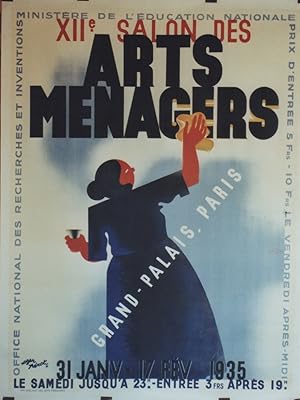 "XII° SALON DES ARTS MÉNAGERS" Affiche originale entoilée / Litho par Roger PÉROT / Imprimerie sp...