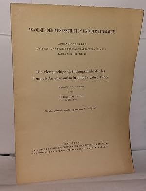 Imagen del vendedor de Die viersprachige Grndungsinschrift des tempels An-yan-miao in Jehol v. Jahre 1765 a la venta por Librairie Albert-Etienne