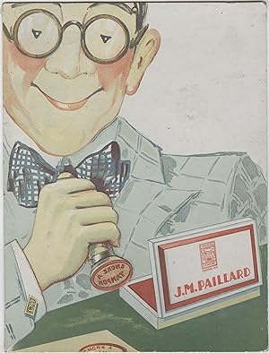 "TAMPON A ENCRE J.M. PAILLARD" Carton publicitaire original en relief (années 30)