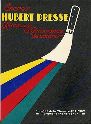"ENCRES HUBERT DRESSE" Affiche d'intérieur originale entoilée / Litho (1936)