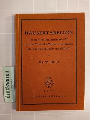 Häusertabellen für die nördlichen Breiten 46°-56° nach der Manier des Maginus und Placidus bei ei...