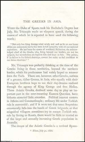Seller image for The Greeks in Asia. An uncommon original article from The Asiatic Quarterly Review, 1887. for sale by Cosmo Books