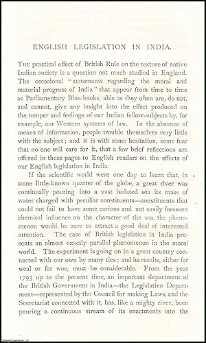 Image du vendeur pour English Legislation in India. An uncommon original article from The Asiatic Quarterly Review, 1886. mis en vente par Cosmo Books