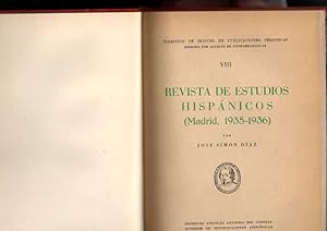 REVISTA DE ESTUDIOS HISPANICOS (MADRID 1935-1936).