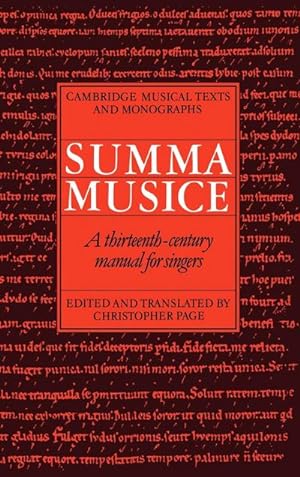 Bild des Verkufers fr Summa Musice : A Thirteenth-Century Manual for Singers zum Verkauf von AHA-BUCH GmbH