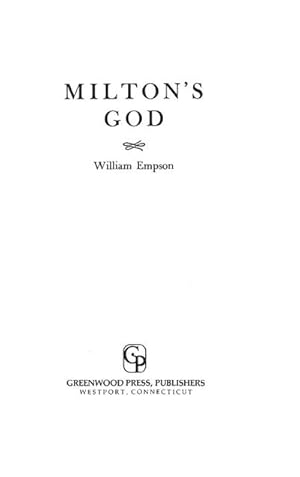 Seller image for Milton's God for sale by AHA-BUCH GmbH