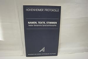 Immagine del venditore per Namen, Texte, Stimmen Walter Benjamins Sprachphilosophie. (= Hohenheimer Protokolle, Bd. 44). venduto da Antiquariat Wilder - Preise inkl. MwSt.