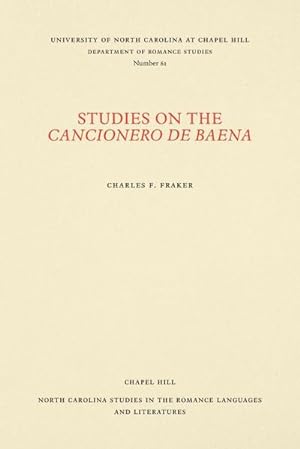 Bild des Verkufers fr Studies on the Cancionero de Baena zum Verkauf von AHA-BUCH GmbH