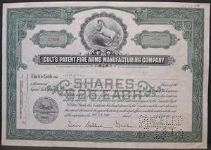 Image du vendeur pour Colt's Patent Fire Arms Manufacturing Company STOCK CERTIFICATE mis en vente par K & B Books