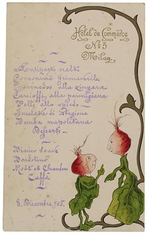 MENU: HOTEL DU COMMERCE, MILAN, 8 Dicembre 1905.: