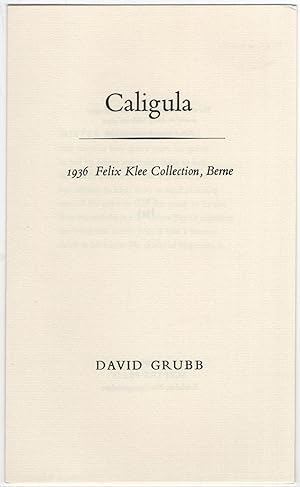 Bild des Verkufers fr Caligula: 1936 Felix Klee Collection, Berne zum Verkauf von Between the Covers-Rare Books, Inc. ABAA