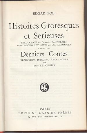 Imagen del vendedor de Histoires Grotesques et Srieuses. Suivies des Derniers Contes. a la venta por Antiquariat Carl Wegner