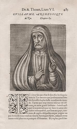 Seller image for Guillaume Archevesque de Tyr" - William of Tyre (c.1130-1186) archbishop chronicler Erzbischof Chronist Tyros Jerusalem Portrait for sale by Antiquariat Steffen Vlkel GmbH