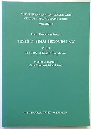 Seller image for Texts in Sinai Bedouin law. Part 1: The texts in English translation. (Mediterranean language and culture monograph series, Volume 5) for sale by PsychoBabel & Skoob Books