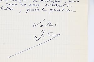 Lettre autographe signée de Jacques Chardonne : "Je comprends que de riches provinciaux, qui se s...