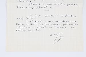 Lettre autographe signée de Jacques Chardonne : "Arts" perd de vue une chose : un lecteur de "Art...